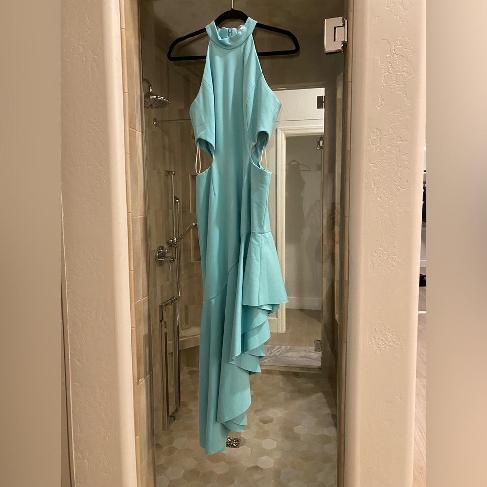 NWT- Elliatt size M Aquamarine high neck dress with cutouts